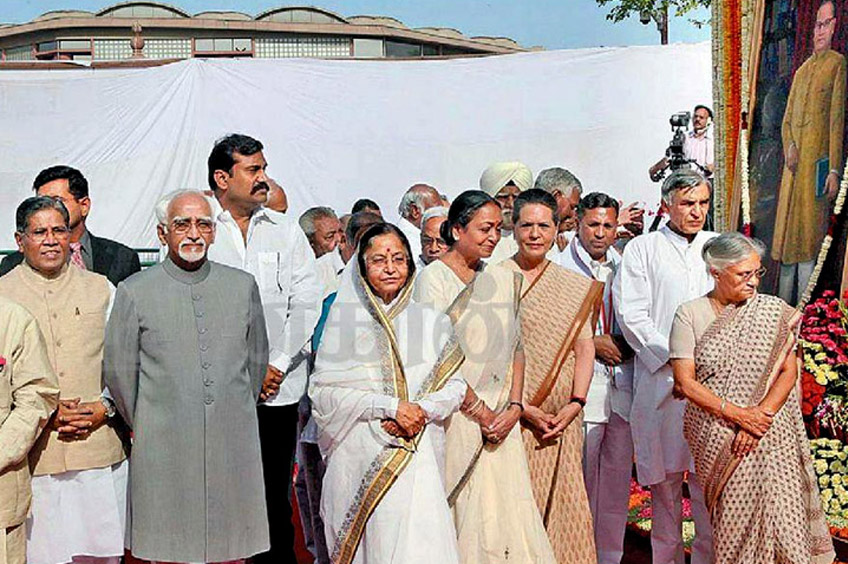 Ambedkar Birthday Leaders homage at Parliament House